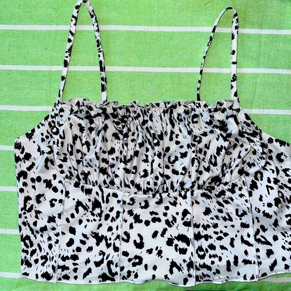 Ruched Corset Cropped Cami Animal Print Top Size XL